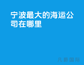 宁波最大的海运公司在哪里