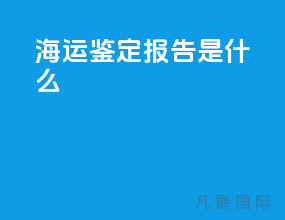 海运鉴定报告是什么