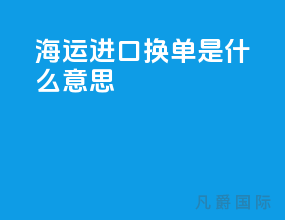 海运进口换单是什么意思