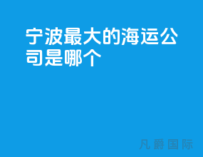 宁波最大的海运公司是哪个