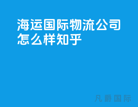 海运国际物流公司怎么样知乎