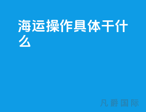 海运操作具体干什么