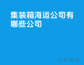 集装箱海运公司有哪些公司