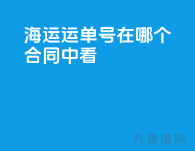海运运单号在哪个合同中看