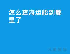 怎么查海运船到哪里了