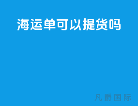 海运单可以提货吗