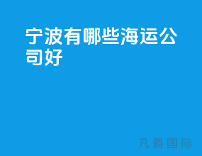 宁波有哪些海运公司好