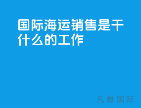 国际海运销售是干什么的工作