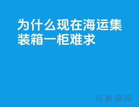 为什么现在海运集装箱一柜难求