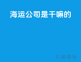 海运公司是干嘛的