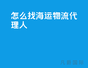 怎么找海运物流代理人