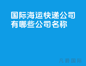 国际海运快递公司有哪些公司名称
