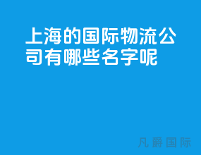 上海的国际物流公司有哪些名字呢