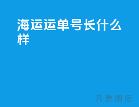 海运运单号长什么样