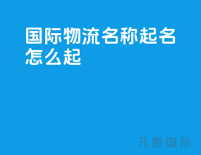 国际物流名称起名怎么起
