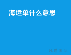 海运单什么意思
