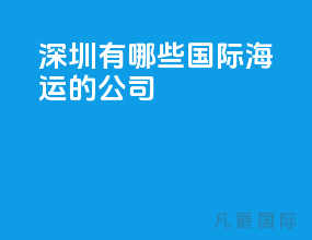 深圳有哪些国际海运的公司