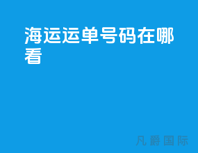 海运运单号码在哪看