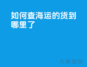 如何查海运的货到哪里了