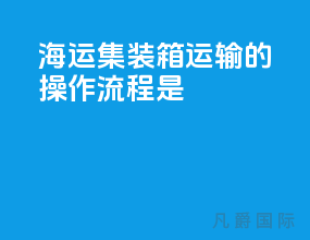 海运集装箱运输的操作流程是