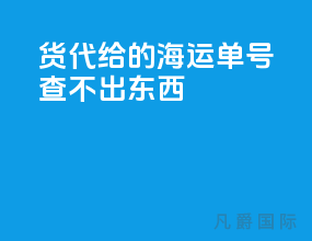 货代给的海运单号查不出东西