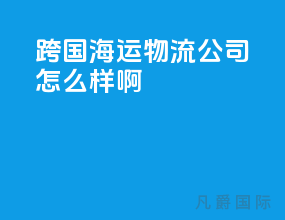 跨国海运物流公司怎么样啊