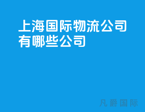 上海国际物流公司有哪些公司