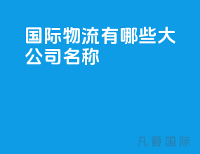 国际物流有哪些大公司名称