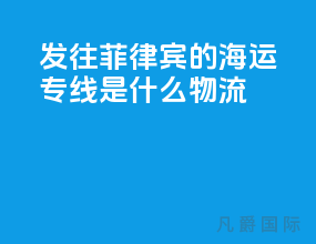 发往菲律宾的海运专线是什么物流