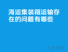 海运集装箱运输存在的问题有哪些