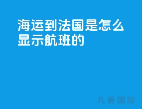 海运到法国是怎么显示航班的