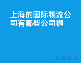 上海的国际物流公司有哪些公司啊