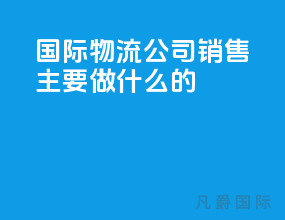 国际物流公司销售主要做什么的