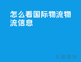 怎么看国际物流物流信息
