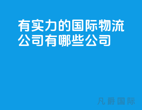 有实力的国际物流公司有哪些公司