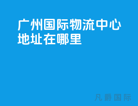 广州国际物流中心地址在哪里