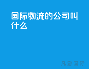 国际物流的公司叫什么
