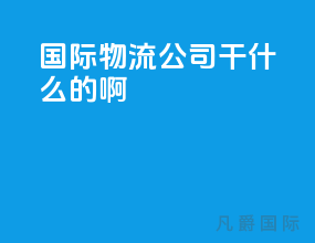国际物流公司干什么的啊