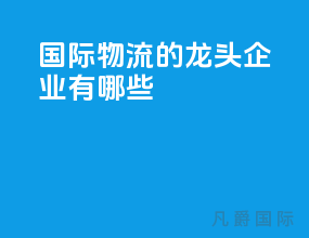 国际物流的龙头企业有哪些