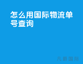 怎么用国际物流单号查询