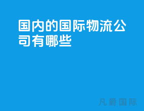 国内的国际物流公司有哪些