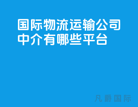 国际物流运输公司中介有哪些平台