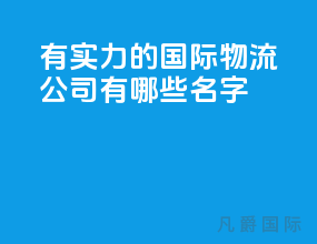 有实力的国际物流公司有哪些名字