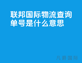 联邦国际物流查询单号是什么意思