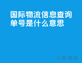 国际物流信息查询单号是什么意思