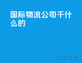 国际物流公司干什么的