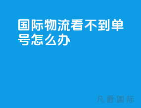 国际物流看不到单号怎么办