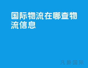 国际物流在哪查物流信息