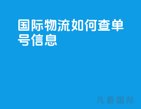 国际物流如何查单号信息