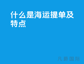 什么是海运提单及特点